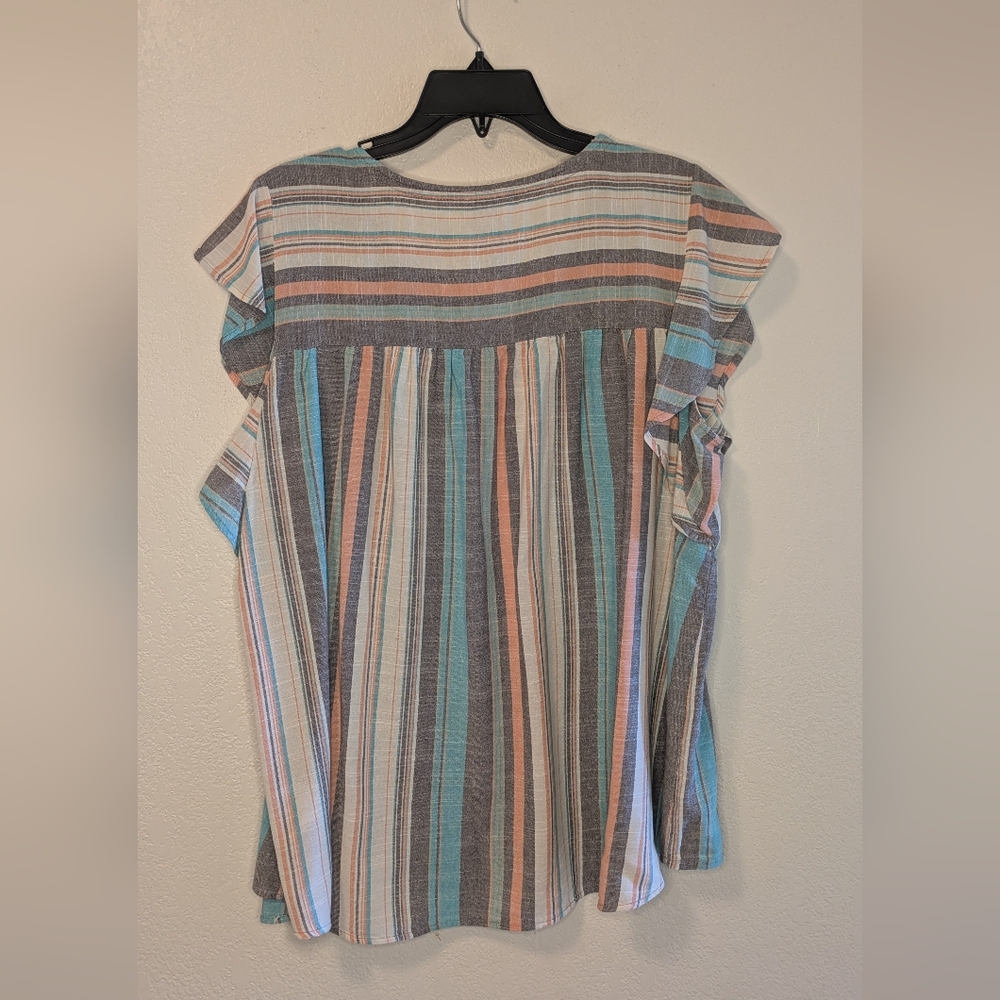 Knox Rose Sea Glass Flutter Sleeve Top - Picture 5 of 8